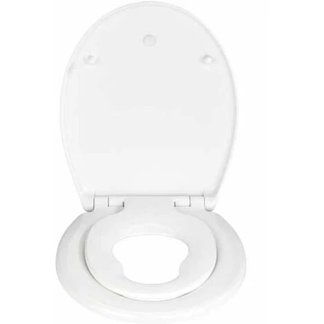 WENKO Abattant WC Familial Delos, Abattant WC Avec Réducteur Intégré, Frein De Chute, Fixation Inox, Duroplast Antibactérien, 37,5x44,5 Cm, Blanc 4 WENKO Abattant WC Familial Delos, Abattant WC Avec Réducteur Intégré, Frein De Chute, Fixation Inox, Duroplast Antibactérien, 37,5x44,5 Cm, Blanc – Image 2