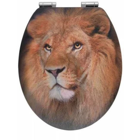 WENKO Abattant WC Avec Frein De Chute, Abattant WC Original Lion Avec Motif 3D, Fixation Inox, MDF, 38x45 Cm, Multicolore 3 WENKO Abattant WC Avec Frein De Chute, Abattant WC Original Lion Avec Motif 3D, Fixation Inox, MDF, 38x45 Cm, Multicolore