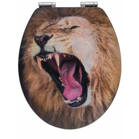 WENKO Abattant WC Avec Frein De Chute, Abattant WC Original Lion Avec Motif 3D, Fixation Inox, MDF, 38x45 Cm, Multicolore 4 WENKO Abattant WC Avec Frein De Chute, Abattant WC Original Lion Avec Motif 3D, Fixation Inox, MDF, 38x45 Cm, Multicolore – Image 2
