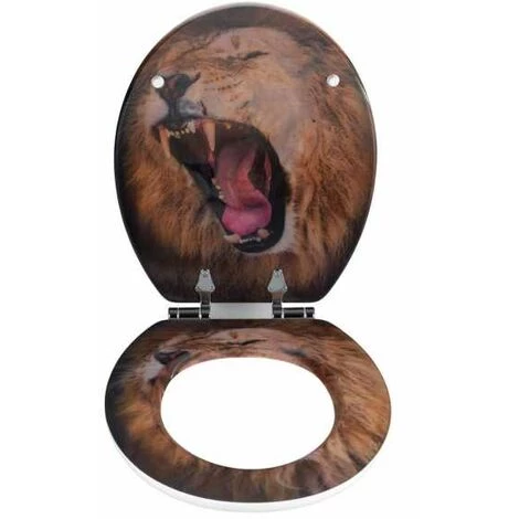 WENKO Abattant WC Avec Frein De Chute, Abattant WC Original Lion Avec Motif 3D, Fixation Inox, MDF, 38x45 Cm, Multicolore 5 WENKO Abattant WC Avec Frein De Chute, Abattant WC Original Lion Avec Motif 3D, Fixation Inox, MDF, 38x45 Cm, Multicolore – Image 3