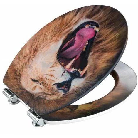 WENKO Abattant WC Avec Frein De Chute, Abattant WC Original Lion Avec Motif 3D, Fixation Inox, MDF, 38x45 Cm, Multicolore 6 WENKO Abattant WC Avec Frein De Chute, Abattant WC Original Lion Avec Motif 3D, Fixation Inox, MDF, 38x45 Cm, Multicolore – Image 4