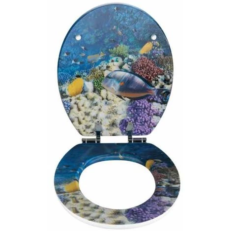 WENKO Abattant WC Avec Frein De Chute, Abattant WC Original Poisson Avec Motif 3D, Fixation Inox, MDF, 38x45 Cm, Multicolore 4 WENKO Abattant WC Avec Frein De Chute, Abattant WC Original Poisson Avec Motif 3D, Fixation Inox, MDF, 38x45 Cm, Multicolore – Image 2