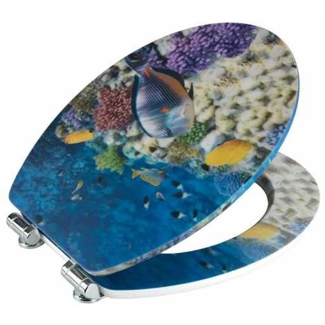 WENKO Abattant WC Avec Frein De Chute, Abattant WC Original Poisson Avec Motif 3D, Fixation Inox, MDF, 38x45 Cm, Multicolore 5 WENKO Abattant WC Avec Frein De Chute, Abattant WC Original Poisson Avec Motif 3D, Fixation Inox, MDF, 38x45 Cm, Multicolore – Image 3