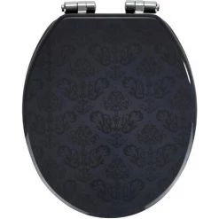 WENKO Abattant WC Avec Frein De Chute, Abattant WC Original Bellevue Avec Motif 3D, Fixation Inox, MDF, 38x45 Cm, Multicolore