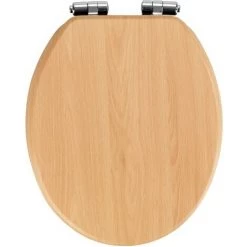 WENKO Abattant WC Avec Frein De Chute, Abattant WC Effet Bois, Fixation Inox, MDF, 35,5x42,5 Cm, Marron