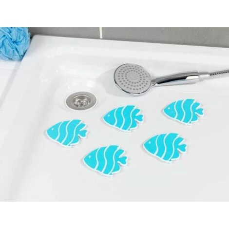 WENKO Autocollant Baignoire Antidérapant Poissons, Lot De 5, Antiderapant Baignoire Enfant, Plastique, 10x10,5 Cm, Bleu Clair 4 WENKO Autocollant Baignoire Antidérapant Poissons, Lot De 5, Antiderapant Baignoire Enfant, Plastique, 10x10,5 Cm, Bleu Clair – Image 2