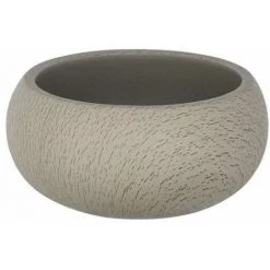 WENKO Boite De Rangement Salle De Bain Joy, Boite à Coton Et Accessoire De Maquillage, Ciment, Ø 14x6,5 Cm, Taupe