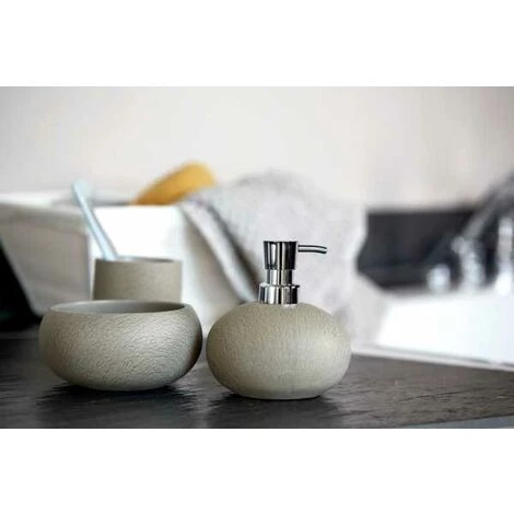 WENKO Boite De Rangement Salle De Bain Joy, Boite à Coton Et Accessoire De Maquillage, Ciment, Ø 14x6,5 Cm, Taupe 4 WENKO Boite De Rangement Salle De Bain Joy, Boite à Coton Et Accessoire De Maquillage, Ciment, Ø 14x6,5 Cm, Taupe – Image 2