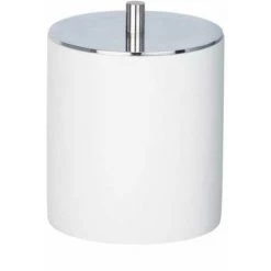 WENKO Boite Salle De Bain Avec Couvercle Ida, Boite à Coton Et Accessoire De Maquillage, Polyrésine, Ø 10,5x9 Cm, Blanc