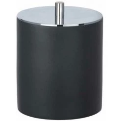 WENKO Boite Salle De Bain Avec Couvercle Ida, Boite à Coton Et Accessoire De Maquillage, Polyrésine, Ø 10,5x9 Cm, Anthracite