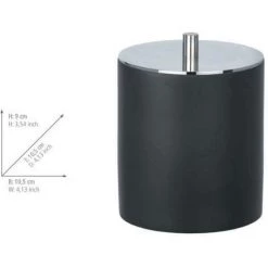 WENKO Boite Salle De Bain Avec Couvercle Ida, Boite à Coton Et Accessoire De Maquillage, Polyrésine, Ø 10,5x9 Cm, Anthracite -WENKO Soldes 15852837 3