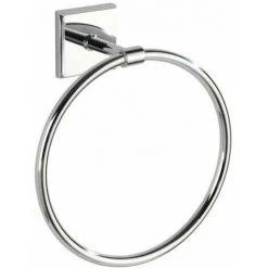 WENKO Porte Serviette Salle De Bain Mural, Anneau Porte-serviettes Laceno, Power-Loc® Fixation Sans Perçage, Acier Inox, 18,5x21x7,5 Cm, Chromé
