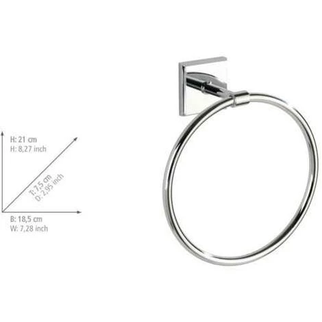 WENKO Porte Serviette Salle De Bain Mural, Anneau Porte-serviettes Laceno, Power-Loc® Fixation Sans Perçage, Acier Inox, 18,5x21x7,5 Cm, Chromé 6 WENKO Porte Serviette Salle De Bain Mural, Anneau Porte-serviettes Laceno, Power-Loc® Fixation Sans Perçage, Acier Inox, 18,5x21x7,5 Cm, Chromé – Image 4