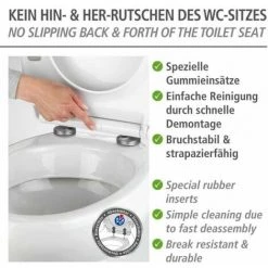 WENKO Abattant WC Avec Frein De Chute Premium Kos, Abattant WC Clipsable Avec Fixation Inox, Thermoplastique, 37x44 Cm, Noir 9 WENKO Abattant WC Avec Frein De Chute Premium Kos, Abattant WC Clipsable Avec Fixation Inox, Thermoplastique, 37x44 Cm, Noir -WENKO Soldes 15852848 3