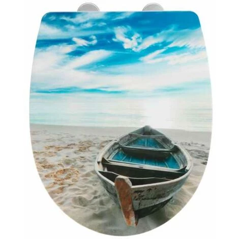 WENKO Abattant WC Avec Frein De Chute Boat, Abattant WC Original, Fixation Acier Inox Clipsable, Thermoplast, 36,5x45 Cm, Multicolore 3 WENKO Abattant WC Avec Frein De Chute Boat, Abattant WC Original, Fixation Acier Inox Clipsable, Thermoplast, 36,5x45 Cm, Multicolore