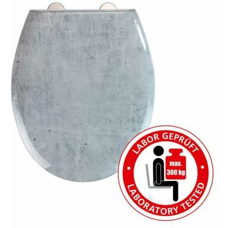 WENKO Abattant WC Original Premium Concrete, Abattant WC Avec Frein De Chute, Clipsable, Fixation Inox, Duroplast Antibactérien, 37x44,5 Cm, Gris 4 WENKO Abattant WC Original Premium Concrete, Abattant WC Avec Frein De Chute, Clipsable, Fixation Inox, Duroplast Antibactérien, 37x44,5 Cm, Gris – Image 2