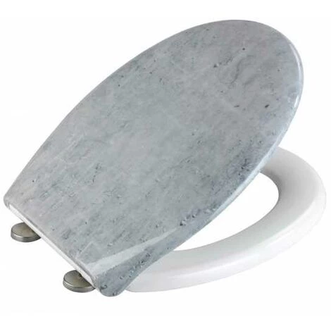 WENKO Abattant WC Original Premium Concrete, Abattant WC Avec Frein De Chute, Clipsable, Fixation Inox, Duroplast Antibactérien, 37x44,5 Cm, Gris 6 WENKO Abattant WC Original Premium Concrete, Abattant WC Avec Frein De Chute, Clipsable, Fixation Inox, Duroplast Antibactérien, 37x44,5 Cm, Gris – Image 4