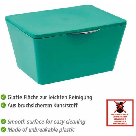 WENKO Boîte Avec Couvercle Brasil, Panier De Rangement, Panier De Salle De Bain Avec Couvercle, Plastique (PET), 19x10x15.5 Cm, Vert 4 WENKO Boîte Avec Couvercle Brasil, Panier De Rangement, Panier De Salle De Bain Avec Couvercle, Plastique (PET), 19x10x15.5 Cm, Vert – Image 2