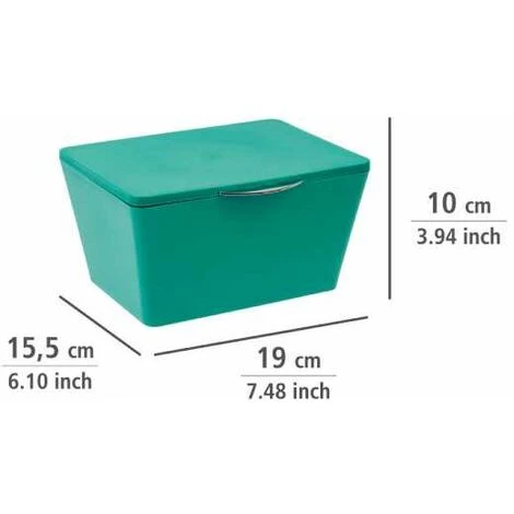 WENKO Boîte Avec Couvercle Brasil, Panier De Rangement, Panier De Salle De Bain Avec Couvercle, Plastique (PET), 19x10x15.5 Cm, Vert 6 WENKO Boîte Avec Couvercle Brasil, Panier De Rangement, Panier De Salle De Bain Avec Couvercle, Plastique (PET), 19x10x15.5 Cm, Vert – Image 4