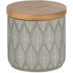 WENKO Boite Rangement Salle De Bain Avec Couvercle Tupian, Boite à Coton, Céramique, Ø 10x10,5 Cm, Gris