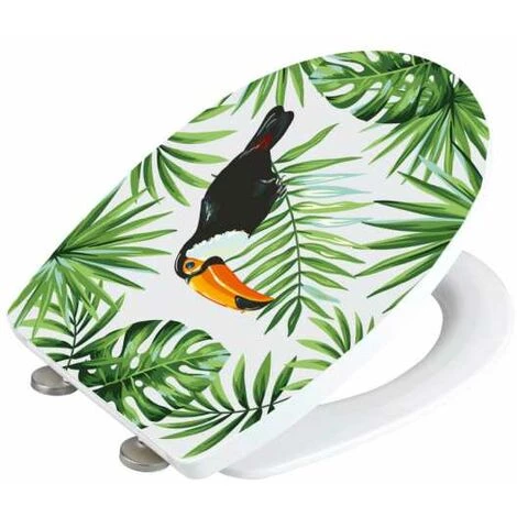 WENKO Abattant WC Avec Frein De Chute, Abattant WC Original Premium Tucan, Fixation Inox, Thermoplastique, 36,5x45 Cm, Multicolore 5 WENKO Abattant WC Avec Frein De Chute, Abattant WC Original Premium Tucan, Fixation Inox, Thermoplastique, 36,5x45 Cm, Multicolore – Image 3