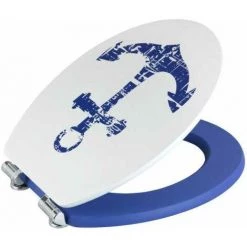 WENKO Abattant WC Original Premium Shore, Abattant WC Avec Frein De Chute, Fixation Inox, MDF, 37,5x44 Cm, Blanc - Bleu -WENKO Soldes 15852908 3