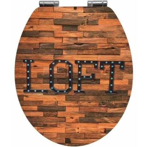 WENKO Abattant WC Original Premium Loft, Abattant WC Avec Frein De Chute, Fixation Inox, MDF, 37,5x44 Cm, Marron 3 WENKO Abattant WC Original Premium Loft, Abattant WC Avec Frein De Chute, Fixation Inox, MDF, 37,5x44 Cm, Marron