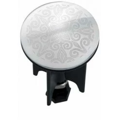 WENKO Bouchon D'évier Pluggy®, Bonde De Lavabo, Mandala, Laiton Noir, Ø 3,9 X 6,5 Cm, Chromé