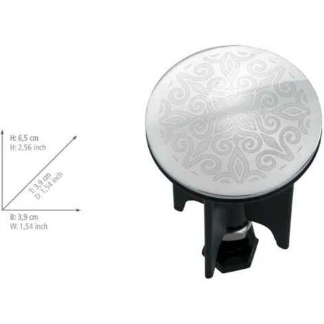 WENKO Bouchon D'évier Pluggy®, Bonde De Lavabo, Mandala, Laiton Noir, Ø 3,9 X 6,5 Cm, Chromé 4 WENKO Bouchon D'évier Pluggy®, Bonde De Lavabo, Mandala, Laiton Noir, Ø 3,9 X 6,5 Cm, Chromé – Image 2