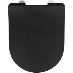 WENKO Abattant WC Avec Frein De Chute Sedilo Premium, Abattant WC Clipsable Avec Fixation Inox, Duroplast, 36,2x45,2 Cm, Noir Mat