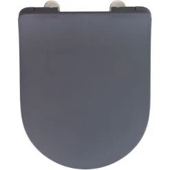 WENKO Abattant WC Avec Frein De Chute Sedilo Premium, Abattant WC Clipsable Avec Fixation Inox, Duroplast, 36,2x45,2 Cm, Gris Mat