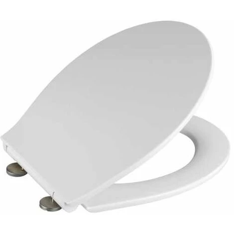 WENKO Abattant WC Avec Frein De Chute "easy Close" Orani Premium, Fixation Inox 'fix Clip', Duroplastique, Surface Antibactérienne, 38x44 Cm, Blanc 4 WENKO Abattant WC Avec Frein De Chute "easy Close" Orani Premium, Fixation Inox 'fix Clip', Duroplastique, Surface Antibactérienne, 38x44 Cm, Blanc – Image 2