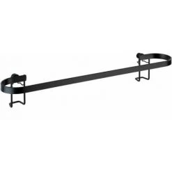 WENKO Porte Serviette Salle De Bain Mural, Barre Porte Serviettes Classic Plus, Acier Antirouille, 45x7,5x10 Cm, Noir
