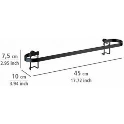 WENKO Porte Serviette Salle De Bain Mural, Barre Porte Serviettes Classic Plus, Acier Antirouille, 45x7,5x10 Cm, Noir -WENKO Soldes 15852930 5