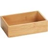 WENKO Plateau Rangement Salle De Bain Bambou Terra S, Accessoires De Rangement Salle De Bain Bambou, 15x4,5x10 Cm, Marron