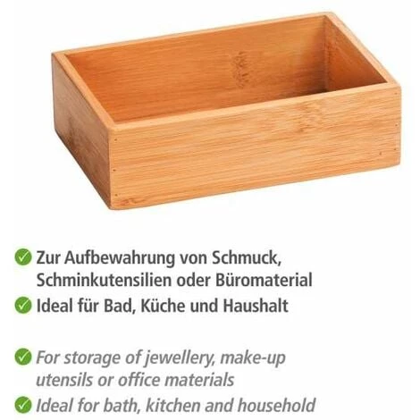 WENKO Plateau Rangement Salle De Bain Bambou Terra S, Accessoires De Rangement Salle De Bain Bambou, 15x4,5x10 Cm, Marron 5 WENKO Plateau Rangement Salle De Bain Bambou Terra S, Accessoires De Rangement Salle De Bain Bambou, 15x4,5x10 Cm, Marron – Image 3
