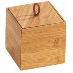 WENKO Boite De Rangement Avec Couvercle Terra S, Petite Boite De Rangement Decorative En Bois, Bambou, 15x10x4.5cm, Marron