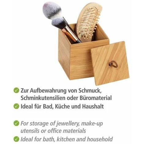 WENKO Boite De Rangement Avec Couvercle Terra S, Petite Boite De Rangement Decorative En Bois, Bambou, 15x10x4.5cm, Marron 5 WENKO Boite De Rangement Avec Couvercle Terra S, Petite Boite De Rangement Decorative En Bois, Bambou, 15x10x4.5cm, Marron – Image 3