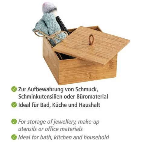 WENKO Boite De Rangement Avec Couvercle Terra M, Petite Boite De Rangement Decorative En Bois, Bambou, 15x7x15 Cm, Marron 5 WENKO Boite De Rangement Avec Couvercle Terra M, Petite Boite De Rangement Decorative En Bois, Bambou, 15x7x15 Cm, Marron – Image 3