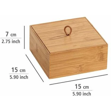 WENKO Boite De Rangement Avec Couvercle Terra M, Petite Boite De Rangement Decorative En Bois, Bambou, 15x7x15 Cm, Marron 6 WENKO Boite De Rangement Avec Couvercle Terra M, Petite Boite De Rangement Decorative En Bois, Bambou, 15x7x15 Cm, Marron – Image 4