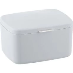WENKO Boîte Avec Couvercle Barcelona, Panier De Rangement, Panier De Salle De Bain Avec Couvercle, Plastique Sans BPA, 19,5x11x16 Cm, Blanc