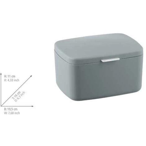 WENKO Boîte Avec Couvercle Barcelona, Panier De Rangement, Panier De Salle De Bain Avec Couvercle, Plastique Sans BPA, 19,5x11x16 Cm, Gris 6 WENKO Boîte Avec Couvercle Barcelona, Panier De Rangement, Panier De Salle De Bain Avec Couvercle, Plastique Sans BPA, 19,5x11x16 Cm, Gris – Image 4