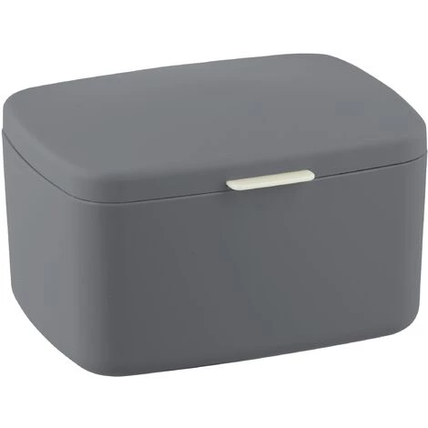 WENKO Boîte Avec Couvercle Barcelona Anthracite, Panier De Rangement, Panier De Salle De Bain Avec Couvercle, Plastique Sans BPA, 19,5x11x16 Cm 3 WENKO Boîte Avec Couvercle Barcelona Anthracite, Panier De Rangement, Panier De Salle De Bain Avec Couvercle, Plastique Sans BPA, 19,5x11x16 Cm