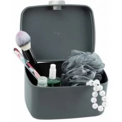 WENKO Boîte Avec Couvercle Barcelona Anthracite, Panier De Rangement, Panier De Salle De Bain Avec Couvercle, Plastique Sans BPA, 19,5x11x16 Cm 8 WENKO Boîte Avec Couvercle Barcelona Anthracite, Panier De Rangement, Panier De Salle De Bain Avec Couvercle, Plastique Sans BPA, 19,5x11x16 Cm -WENKO Soldes 15852951 3