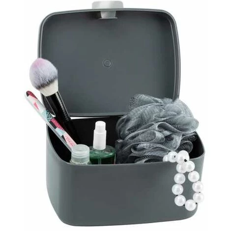 WENKO Boîte Avec Couvercle Barcelona Anthracite, Panier De Rangement, Panier De Salle De Bain Avec Couvercle, Plastique Sans BPA, 19,5x11x16 Cm 5 WENKO Boîte Avec Couvercle Barcelona Anthracite, Panier De Rangement, Panier De Salle De Bain Avec Couvercle, Plastique Sans BPA, 19,5x11x16 Cm – Image 3