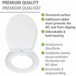 WENKO Abattant WC Avec Frein De Chute Premium Alba Surface Avec Relief, Abattant WC Clipsable, Fixation Inox, Duroplast Antibactérien, 38x44,5 Cm, Multicolore -WENKO Soldes 15852954 4