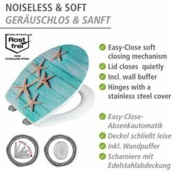 WENKO Abattant WC Avec Frein De Chute Premium Mediaster Surface Avec Relief, Abattant WC Clipsable, Fixation Inox, Duroplast Antibactérien, 38x44,5 Cm, Multicolore -WENKO Soldes 15852955 5