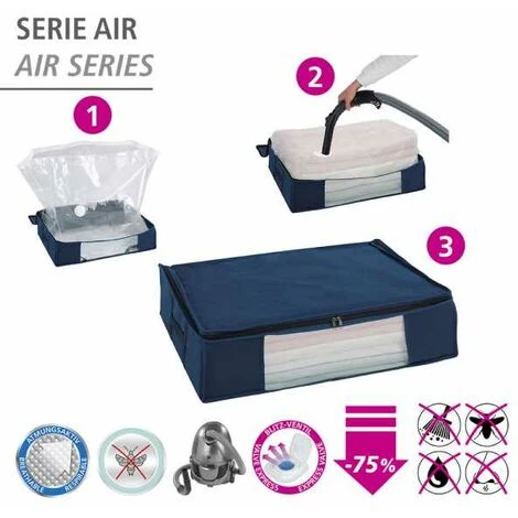 WENKO Housse De Rangement Sous Vide, Soft Box Air M, 75% D'économie De Place, Protège Les Textiles De L'humidité Et Des Mites, Polypropylène, 65x50x15 Cm, Bleu 4 WENKO Housse De Rangement Sous Vide, Soft Box Air M, 75% D'économie De Place, Protège Les Textiles De L'humidité Et Des Mites, Polypropylène, 65x50x15 Cm, Bleu – Image 2