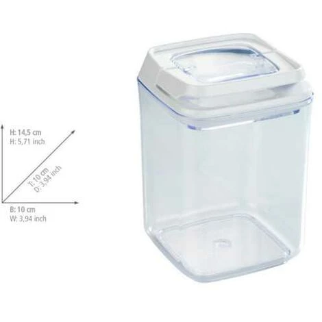 WENKO Boite De Conservation Alimentaire Sous Vide Turin, Boite De Rangement Avec Couvercle Hermétique Pour La Conservation Des Aliments En Vrac, Capacité 0,9L, Plastique, 10x14,5x10 Cm, Transparent 6 WENKO Boite De Conservation Alimentaire Sous Vide Turin, Boite De Rangement Avec Couvercle Hermétique Pour La Conservation Des Aliments En Vrac, Capacité 0,9L, Plastique, 10x14,5x10 Cm, Transparent – Image 4