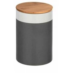 WENKO Boite De Rangement Céramique Hermétique Avec Couvercle Bambou, Malta, Capacité 1,45 L, Céramique - Bambou, Ø 12,5x18,5 Cm, Multicolore